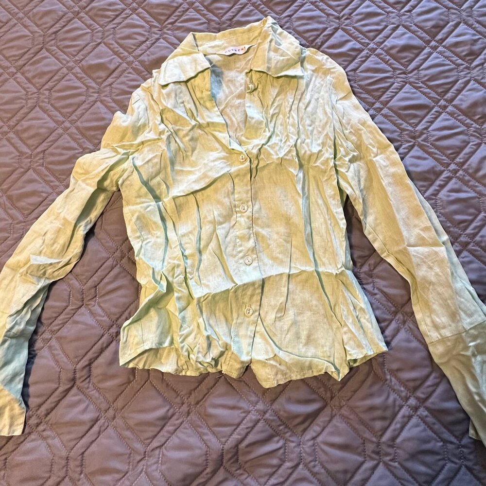 Current/Elliott Light Green Button Down Shirt | Size US 6 | Casual Chic Top